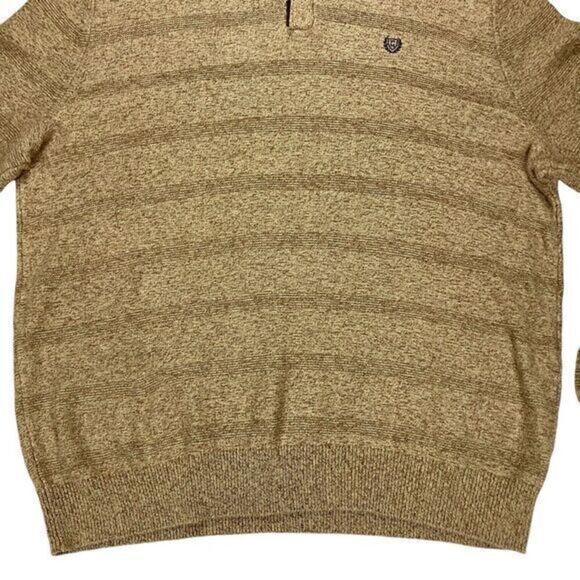 CHAPS Sweater Mens 3XLT Brown 3 Buttons Mock Neck Classic Knit Henley Pullover - Picture 4 of 16